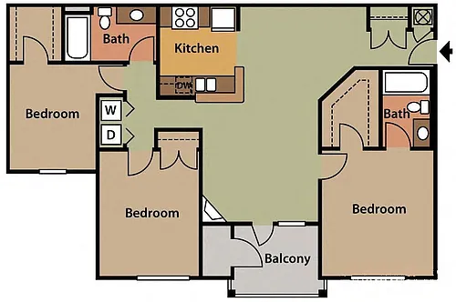 Floor plan 3 Bedroom 2 Bath