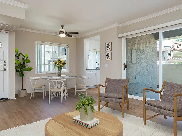 Living Room with Hard Surface Flooring and Patio