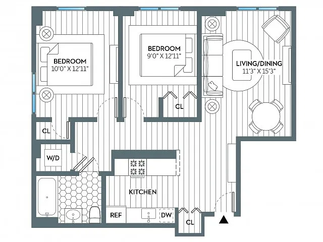 Floor plan Garden (796 SF)