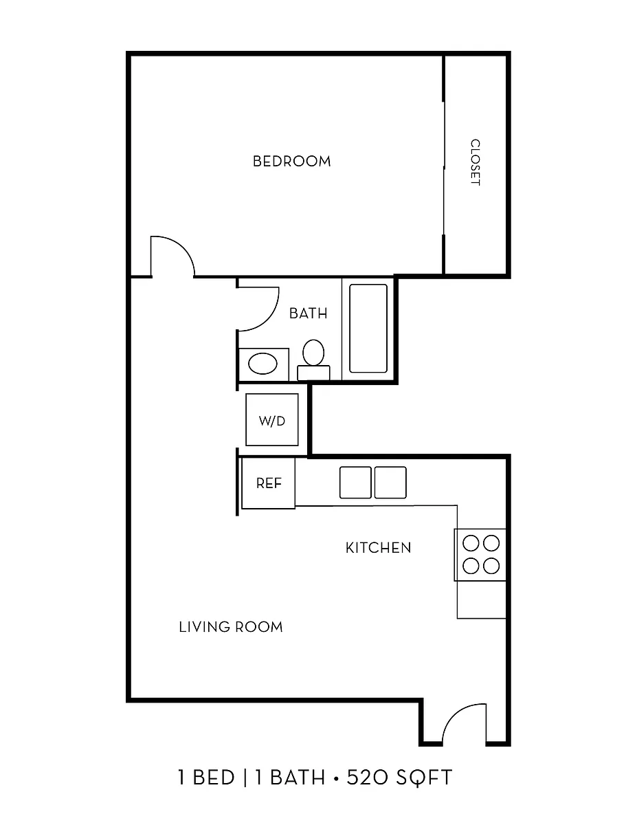Floor plan The Island 1x1 sm Renovated Plus