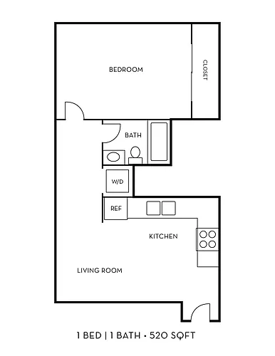 Floor plan The Island 1x1 sm Renovated Plus
