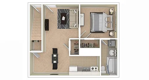 Floor plan 1 Bedroom-580