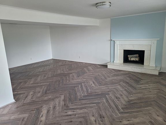 Fireplace and dining area