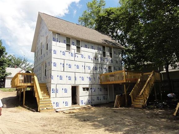Rear View of new decks and insulated walls, prior to siding