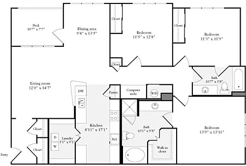 Floor plan 3+ Bedrooms C