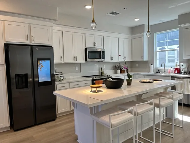 Quartz Countertops and LVP flooring in Kitchen