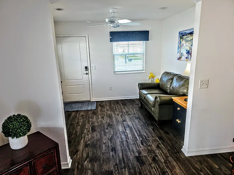Front entrance of the home with a nice area to relax