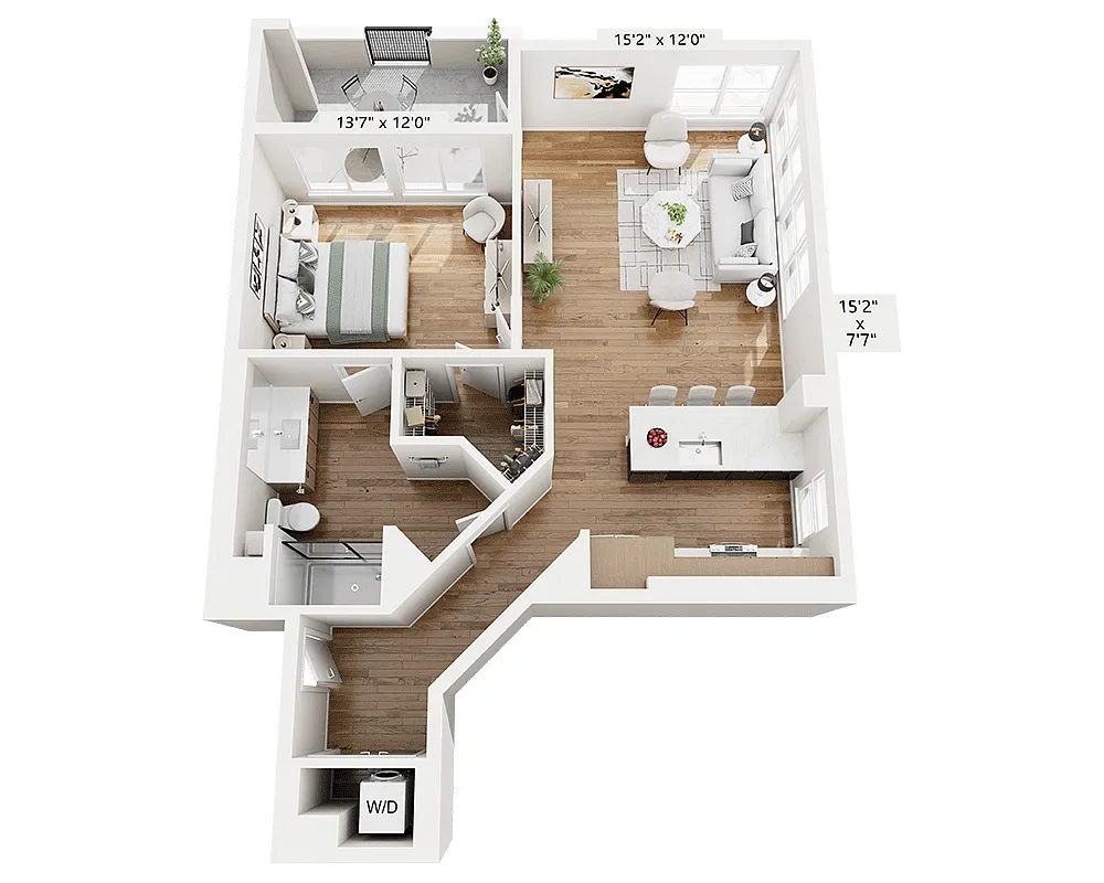 Floor plan One Bedroom - A1E