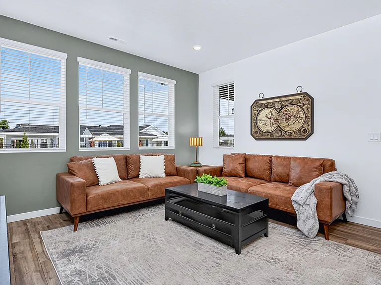 Open Living Room with 65" Smart TV & Seating for 8