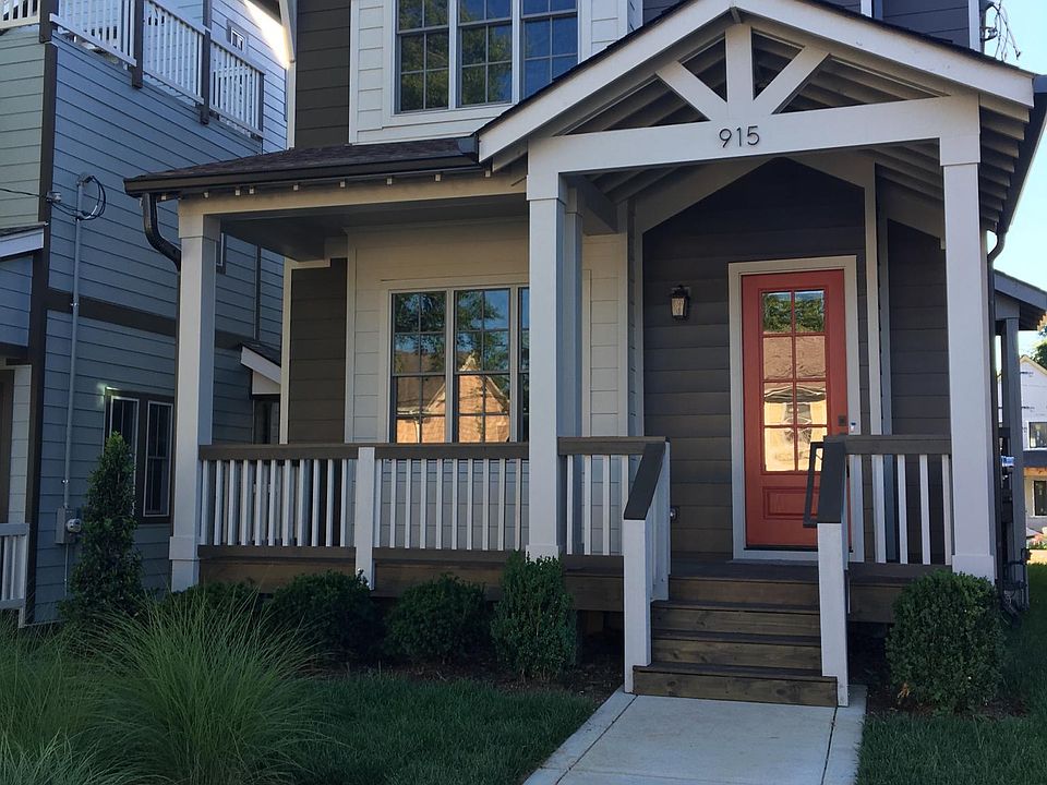 915 Warren Street. Architectural details of an urban craftsman style home in a quiet neighborhood.