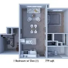 Floor plan 1 BR DEN 1