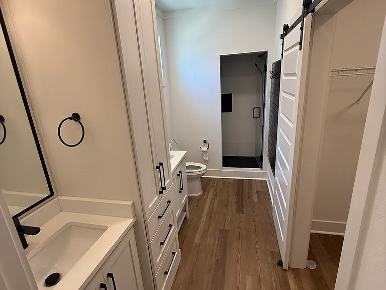 Master bathroom with two sinks