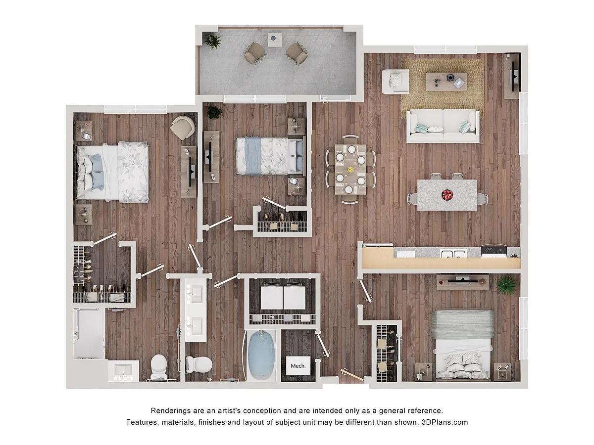 Floor plan 3AA (Wheelchair Accessible)