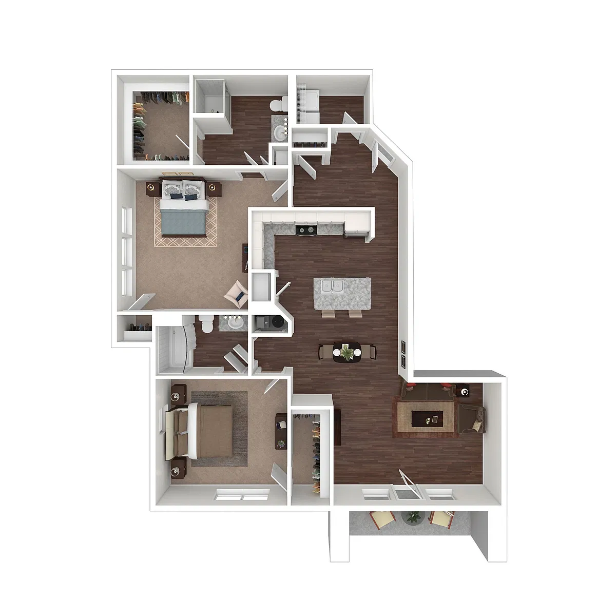 Floor plan 2 Bedroom Corner