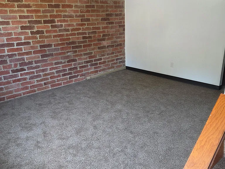A freshly carpeted living room