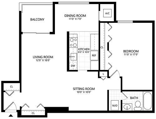 Floor plan 1 Bed/1 Bath-A4