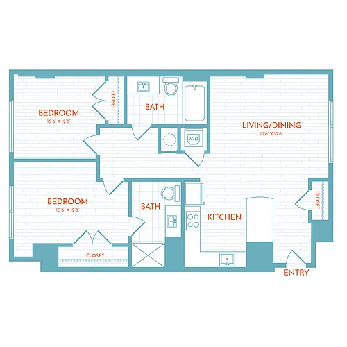 Floor plan F2.1 | 2 Bed | 2 Bath