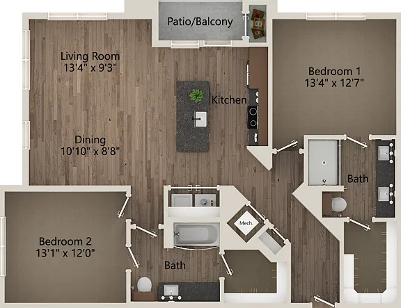 B2 2 Bedroom 2 Bathroom 1236 sq ft B2 2 Bedroom 2 Bathroom 1236 sq ft