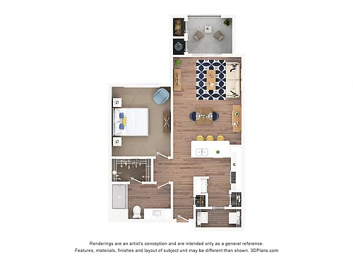Floor plan One Bedroom - Miller