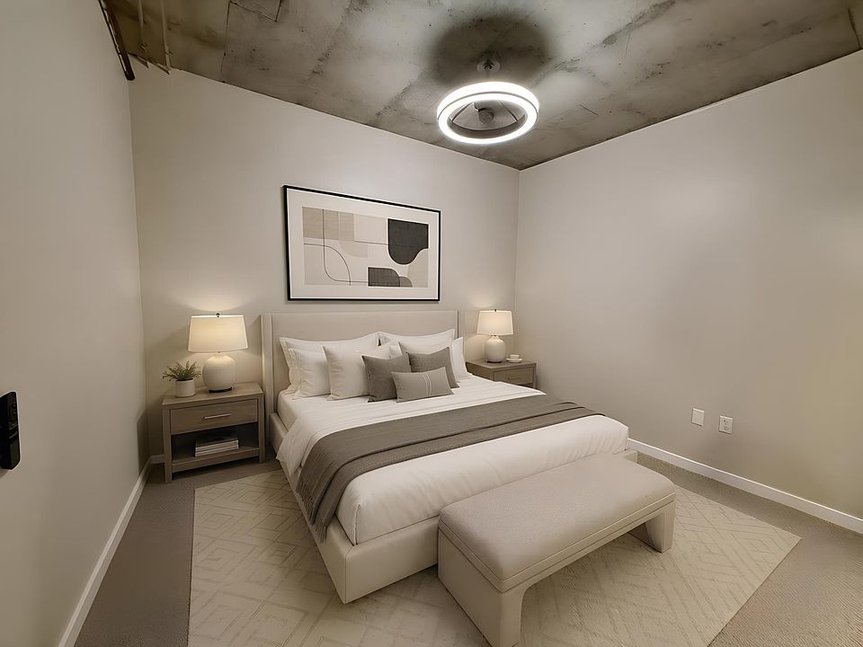 Bedroom with closet space/storage