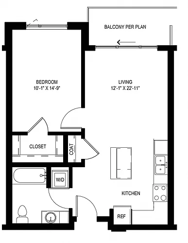 Floor plan One Bedroom B2