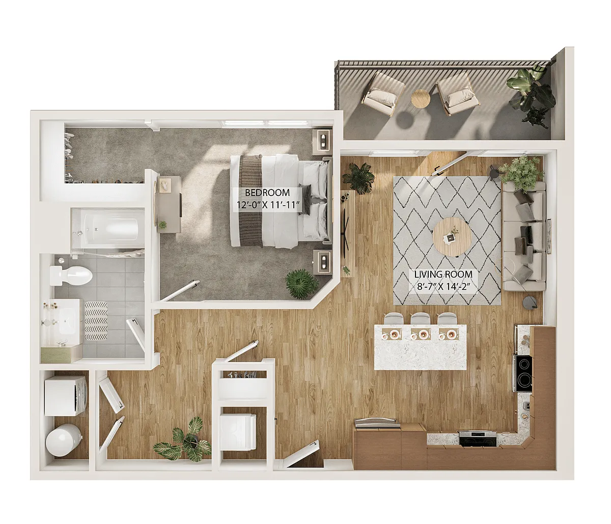 Floor plan 1 Bed/1 Bath-A3