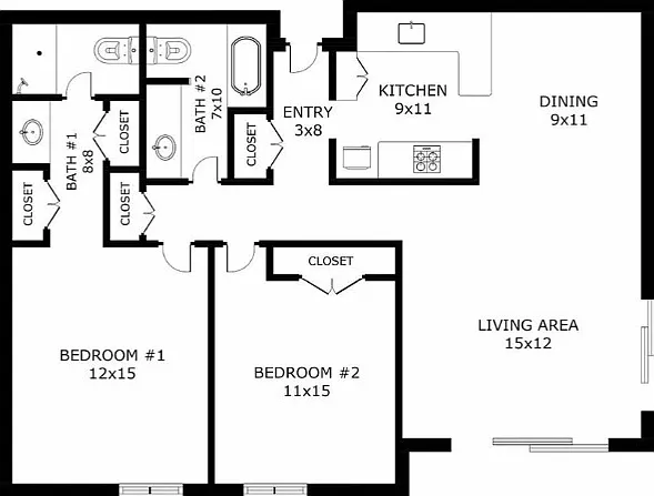 2 bed, 985 sqft, $4,600 — Photo 2