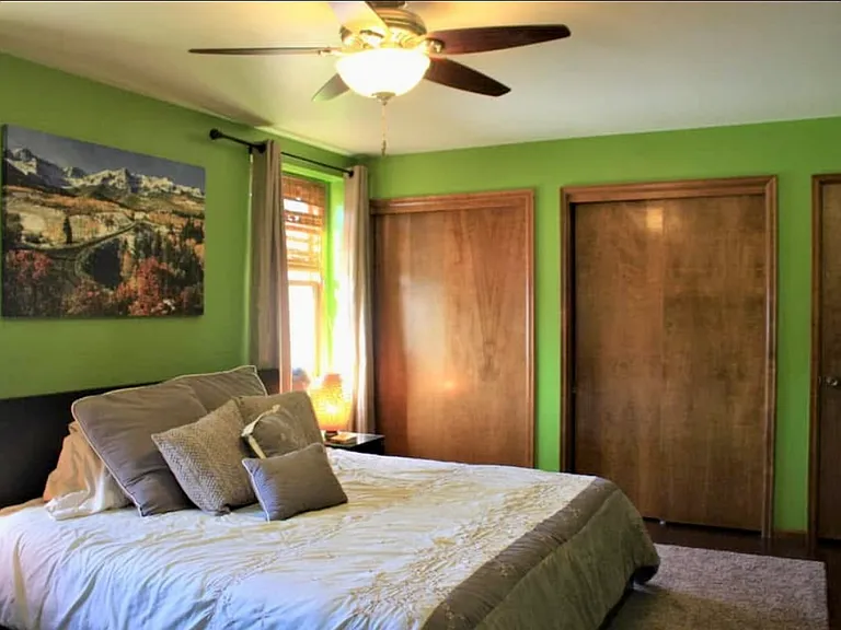 Master bedroom closets- there's 3! Again, the walls are white, not green as pictured.