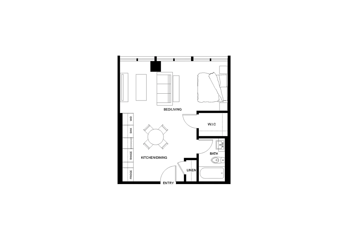 Floor plan Studio - North Tower West View