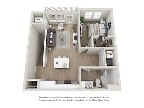 Floor plan Phase One - 1 Bedroom, 1 Bathroom with Garage