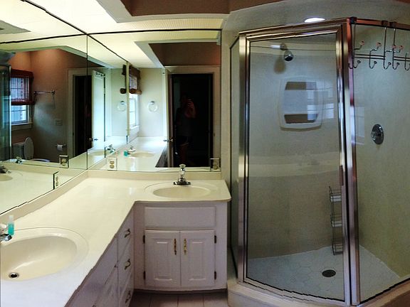 Master bathroom with large walk-in shower.
