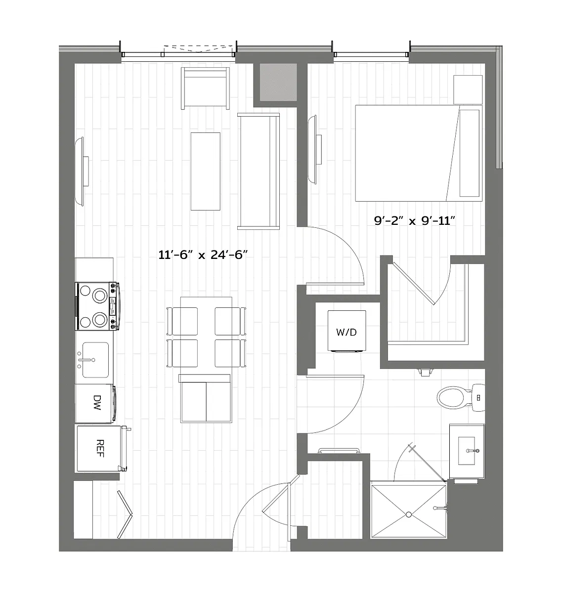 Floor plan 1 Bed/1 Bath-B-A11