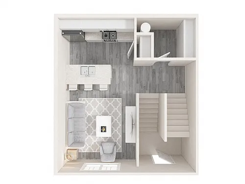 Floor plan 2 Bedroom, 2 Bathroom Townhouse (B)