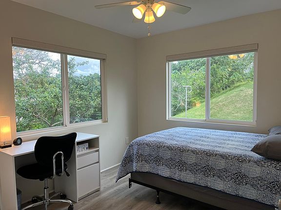 Full size bed with desk