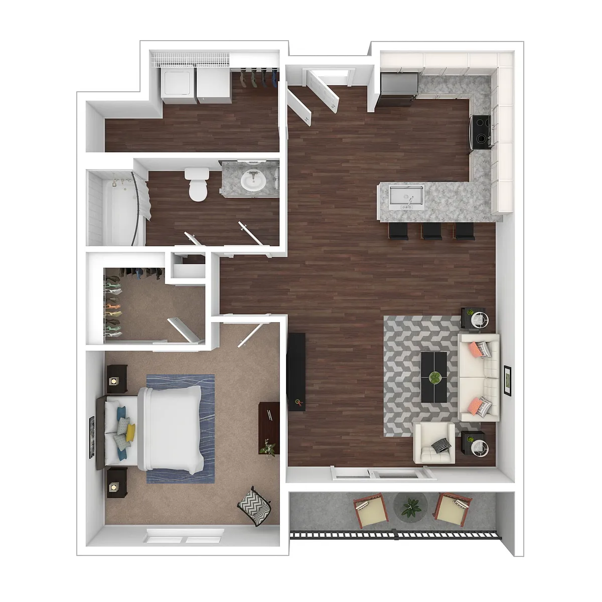 Floor plan Income-Restricted 1 Bedroom, 1 Bath