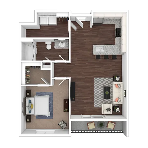 Floor plan Income-Restricted 1 Bedroom, 1 Bath