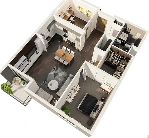 One Bedroom One Bath with Den One Bedroom One Bath with Den