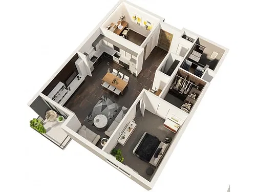 Floor plan 1 Bedroom, 1 Bathroom with...(U1x1 D)