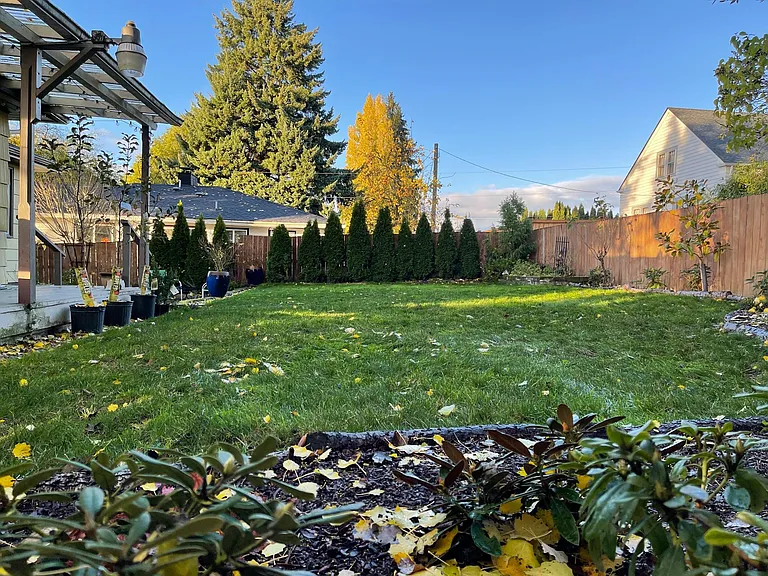 Fully fenced backyard.