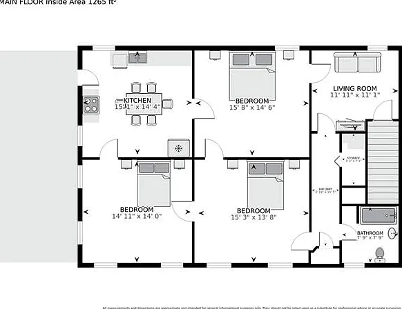 3 bed, 1.0 bath, 1265 sqft, $1,800 — Photo 3