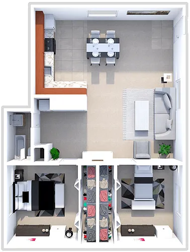 Floor plan Two Bedroom One Bathroom
