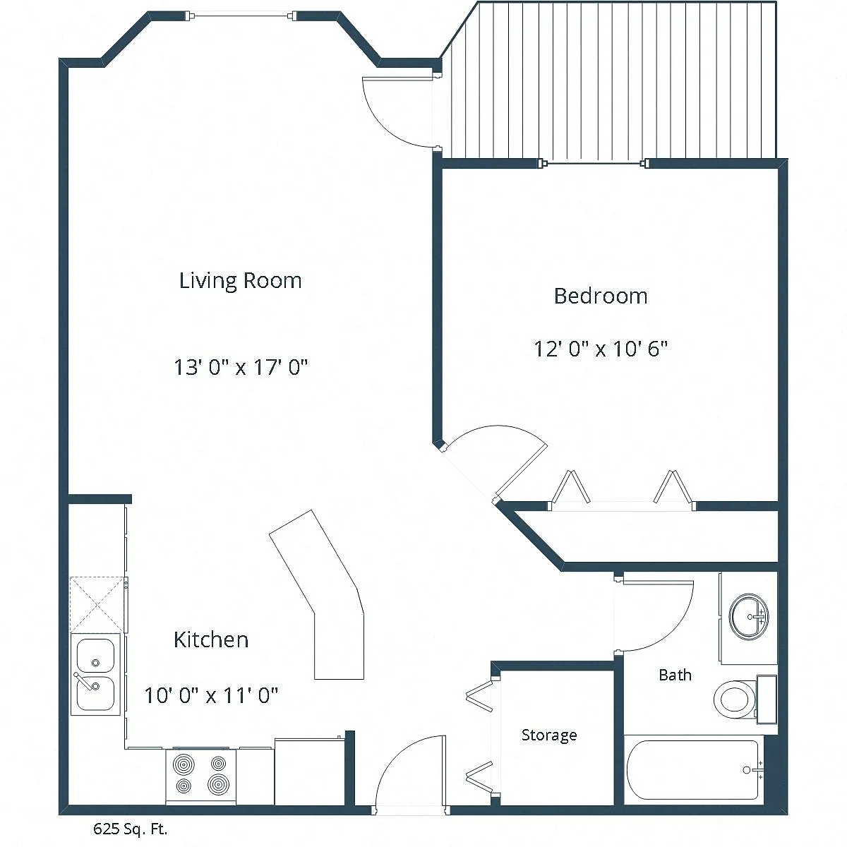 Floor plan One Bedroom 11A
