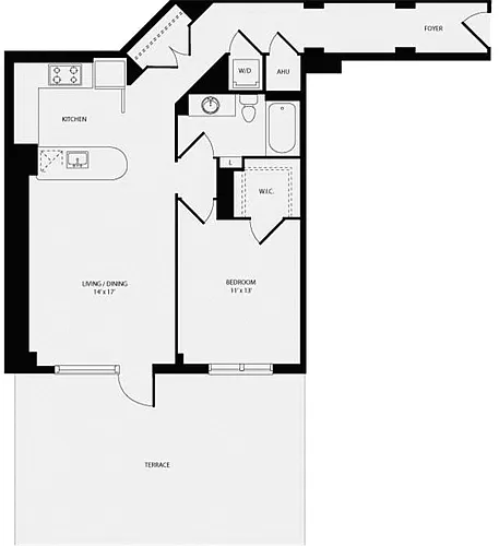 Floor plan 1 Bedroom Y