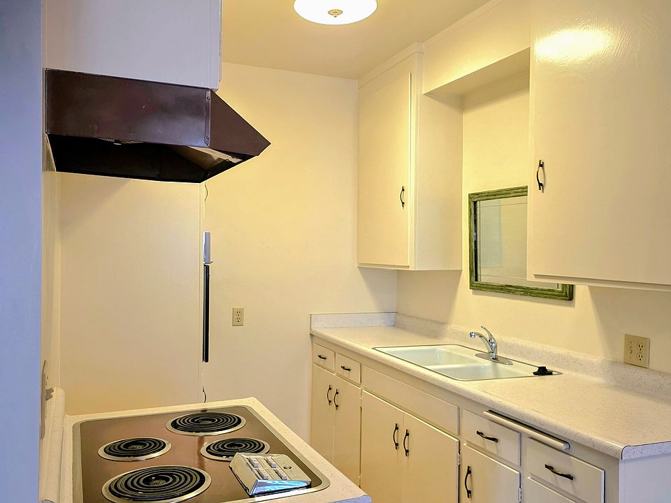 Bright kitchen with lots of cabinets, electric stove top and built-in oven!
