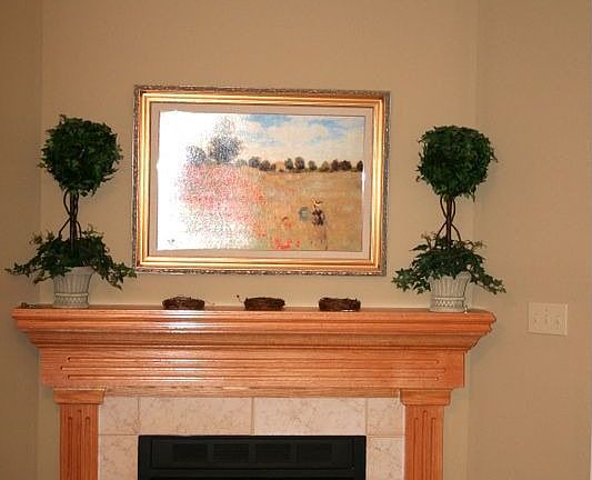 living room fireplace, mantle