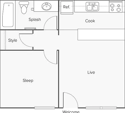 1 BR x 1 BA Floorplan 1 BR x 1 BA Floorplan