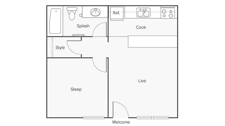 Floor plan 1 BR x 1 BA