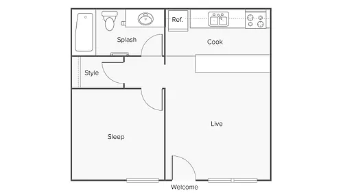 Floor plan 1 BR x 1 BA