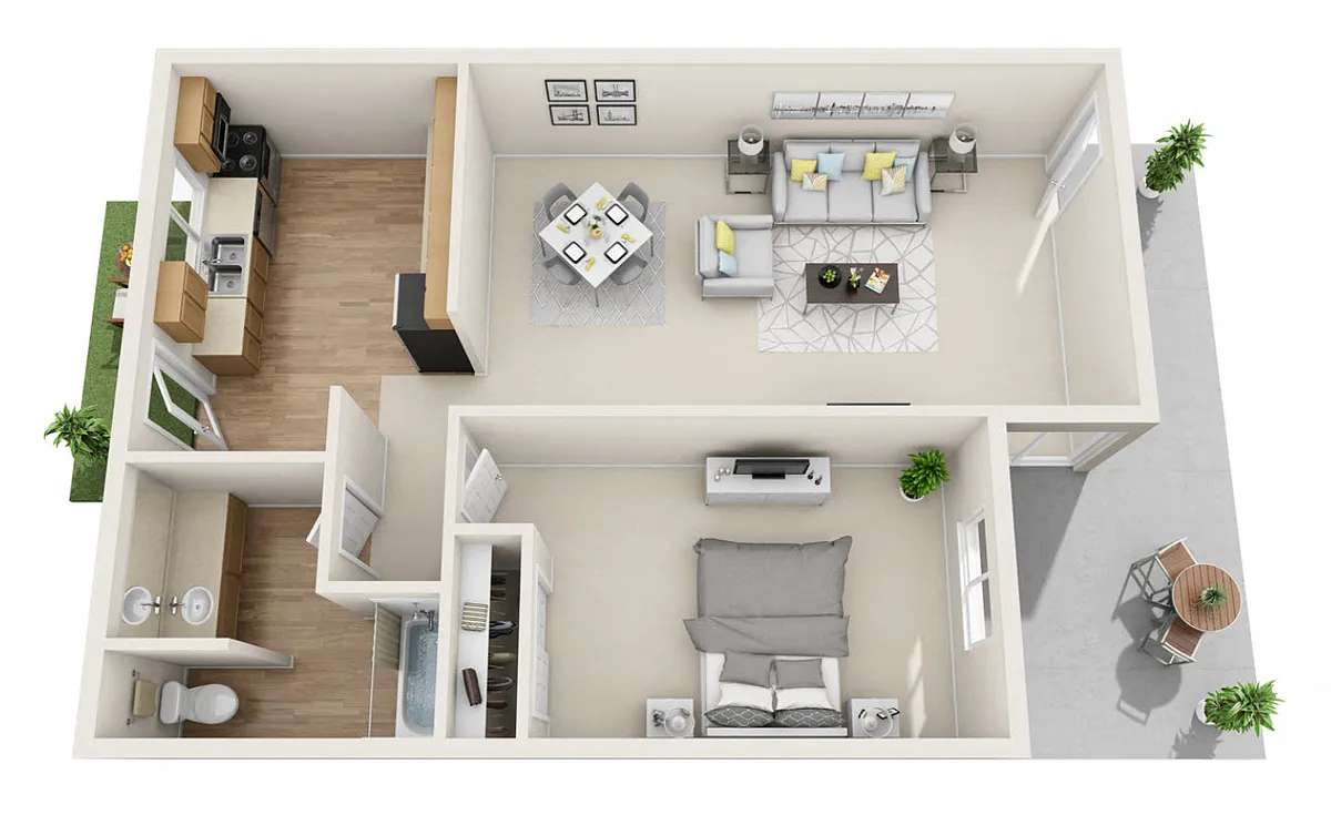 Floor plan One Bedroom One Bath