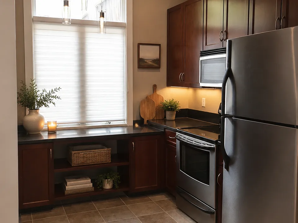 Kitchen w stainless appliances